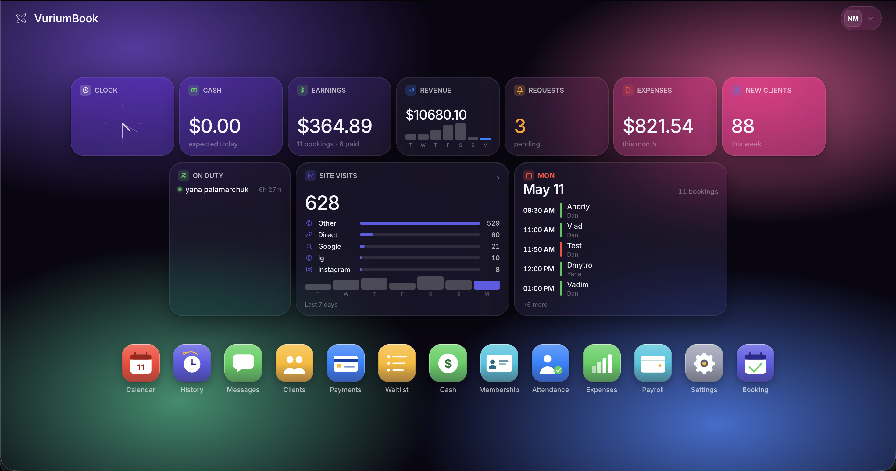 VuriumBook Dashboard